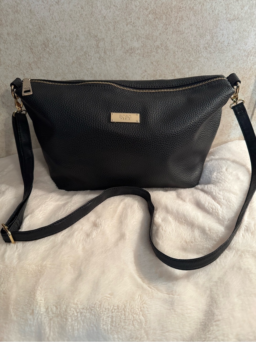 BCBG Black Pebbled Crossbody Bag